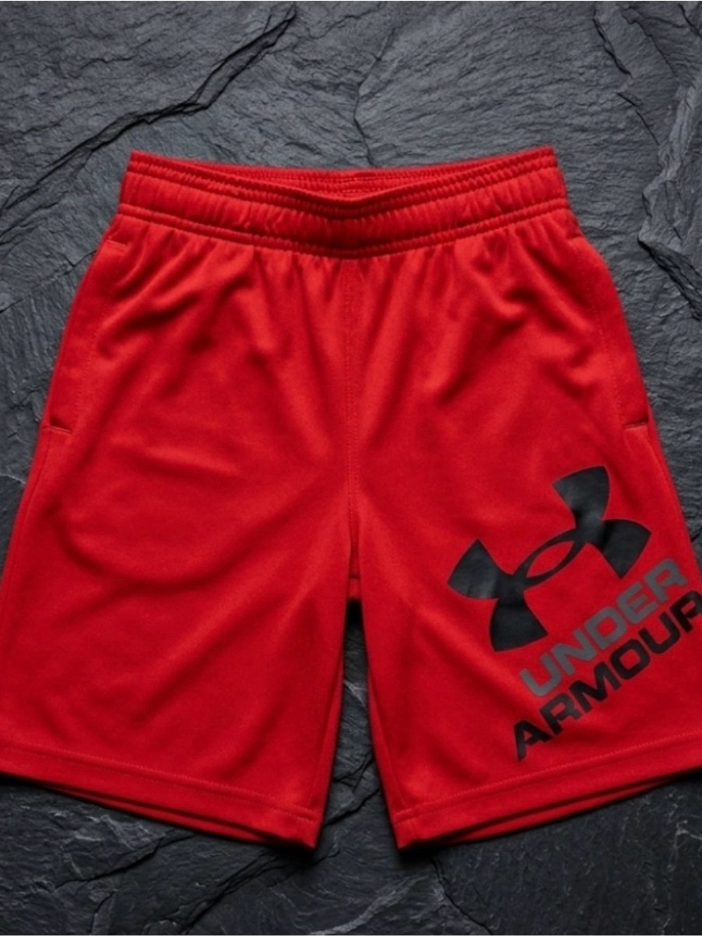 Under Armour Red Men's Athletic Shorts with Black Logo